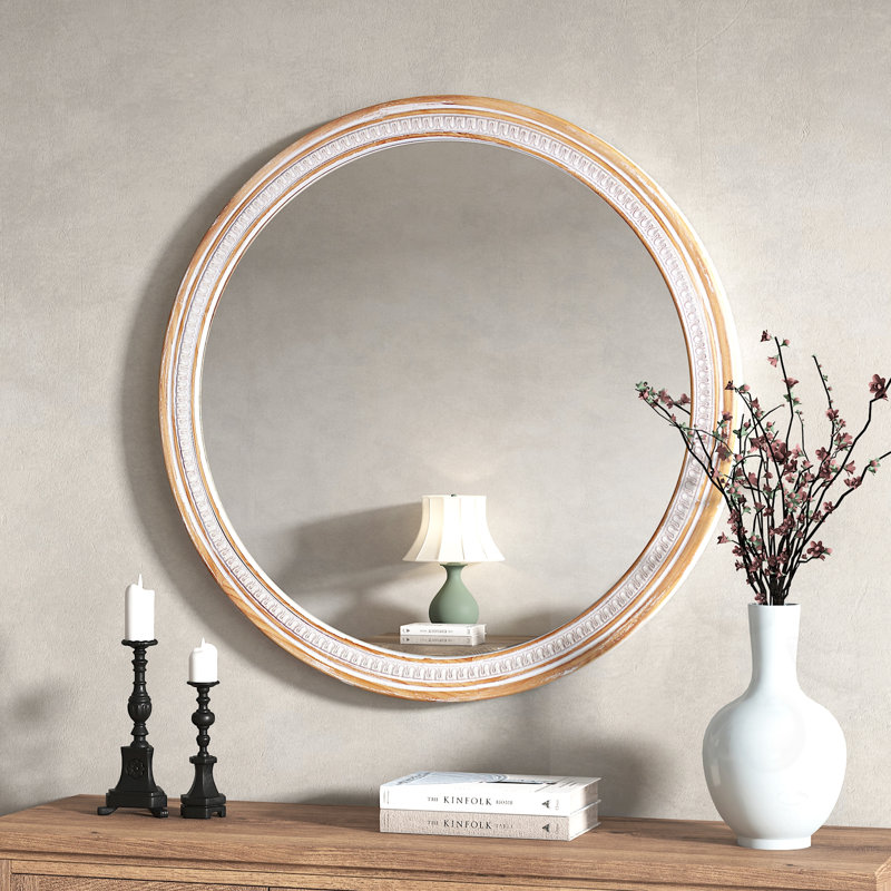 Miroir rond rond en bois