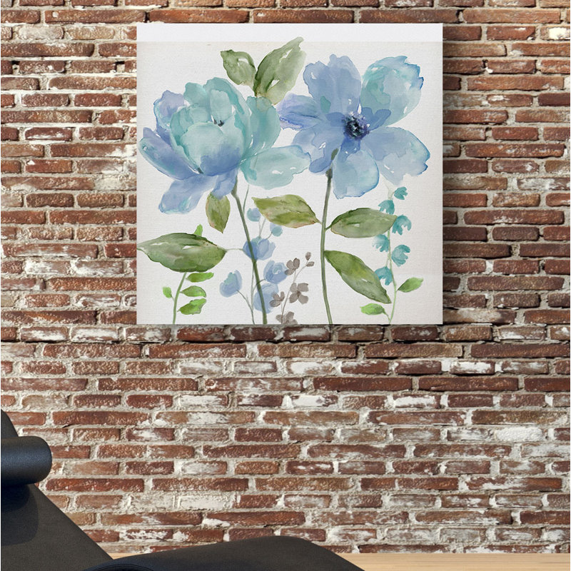 « jardin blues ii », peinture, H 16 po x l 16 po x P 1,5 po, Toile tendue
