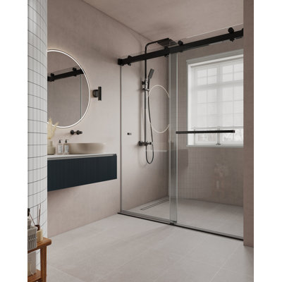  44" – 48” W x 78"H Frameless Double Sliding Soft Closing Glass Shower Doors | 3/8" Tempered Clear Glass | Leak-Proof Precision | Durable Stainless-Steel Hardware
