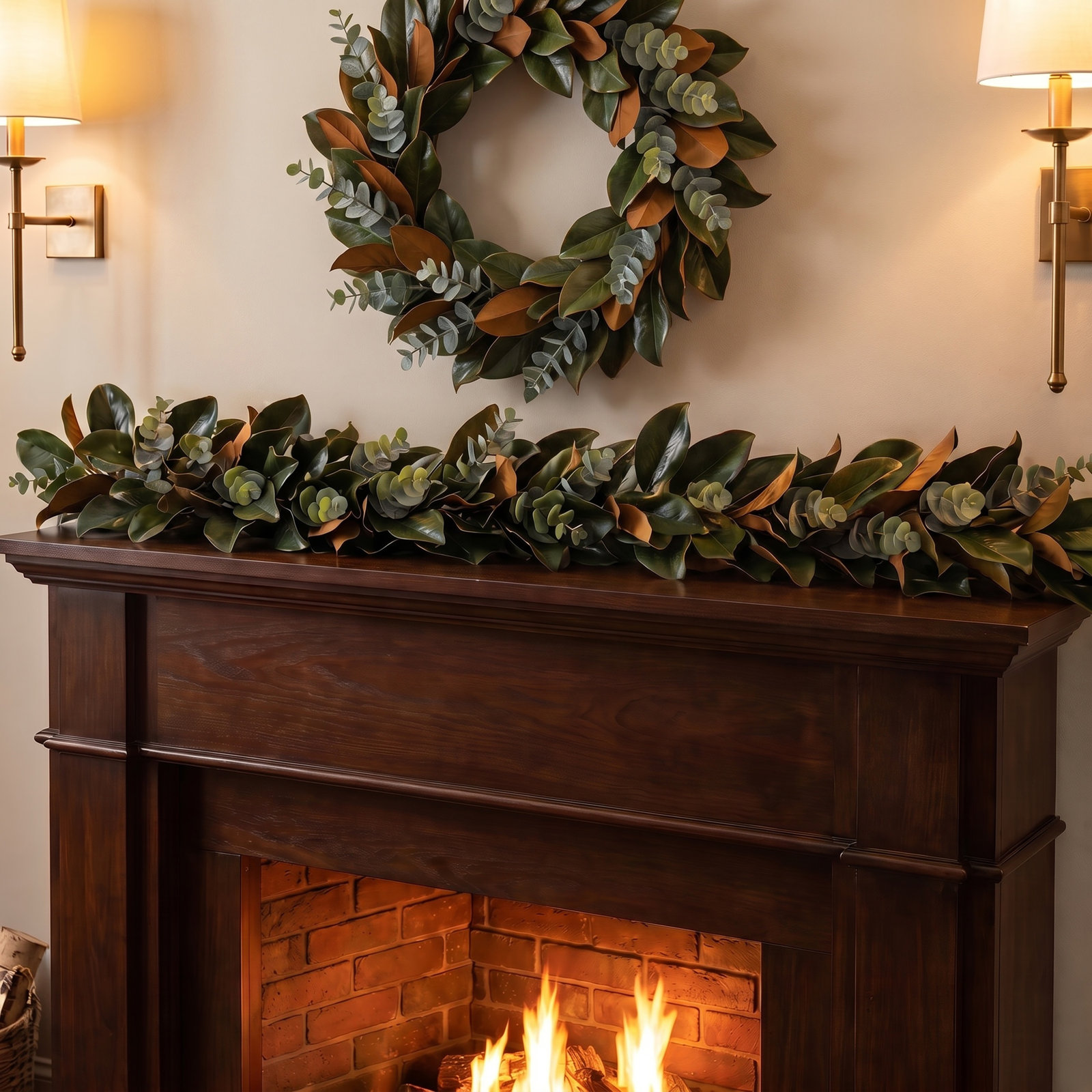 48" Southern Magnolia and Eucalyptus Garland