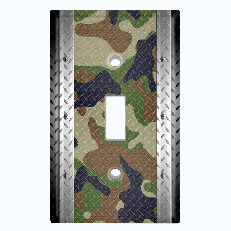 Plaque murale d'interrupteur de lumière Camo (multi camouflage vertical - bascule simple)