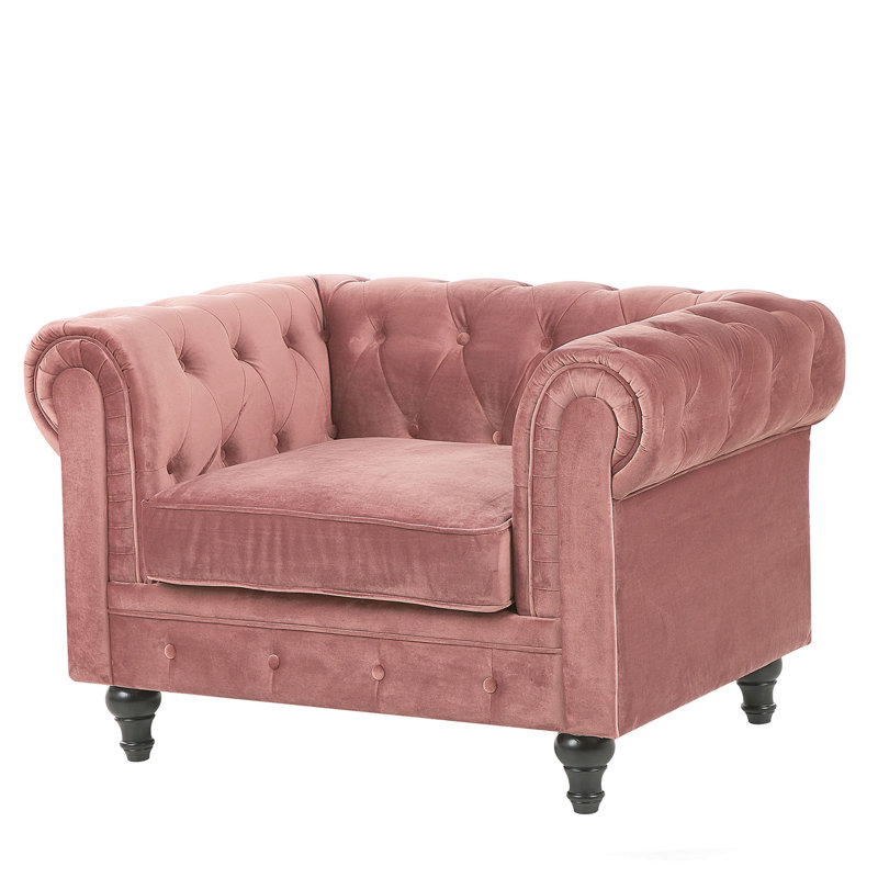 Pendik Velvet Chesterfield Chair, Pink