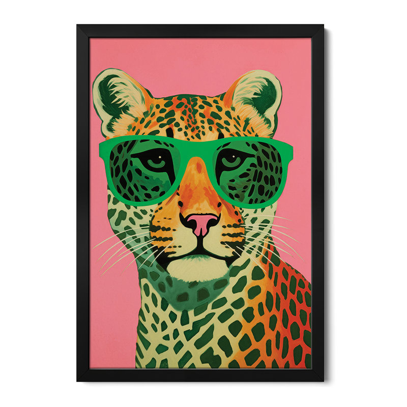 Lion avec lunettes - reproduction d'art murale - affiche de galerie, H 32 po x l 24 po