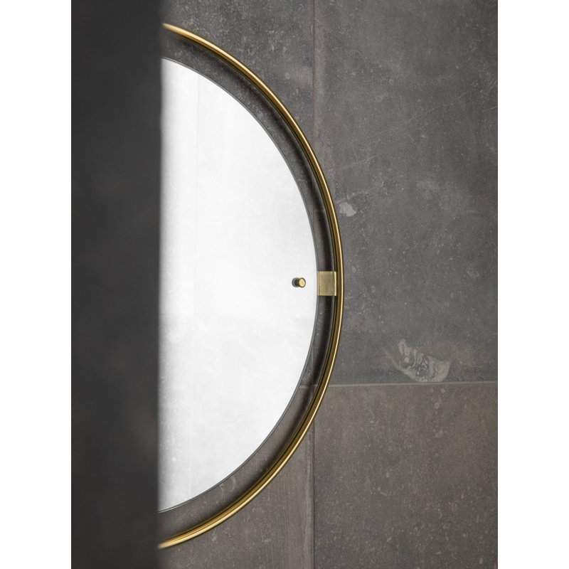 Nimbus Engineered Wood Mirror, 23.6" x 23.6", Polished Brass