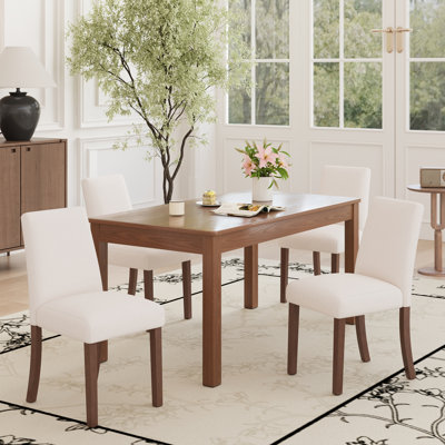 17.3'' Wide Modern Upholstered Fabric High Back Parsons Side Dining Chair With Solid Wood Legs