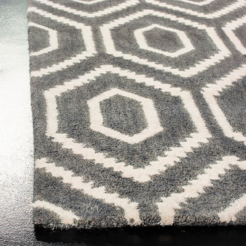Forsberg Hand Tufted Wool Geometric Rug, Square 6'