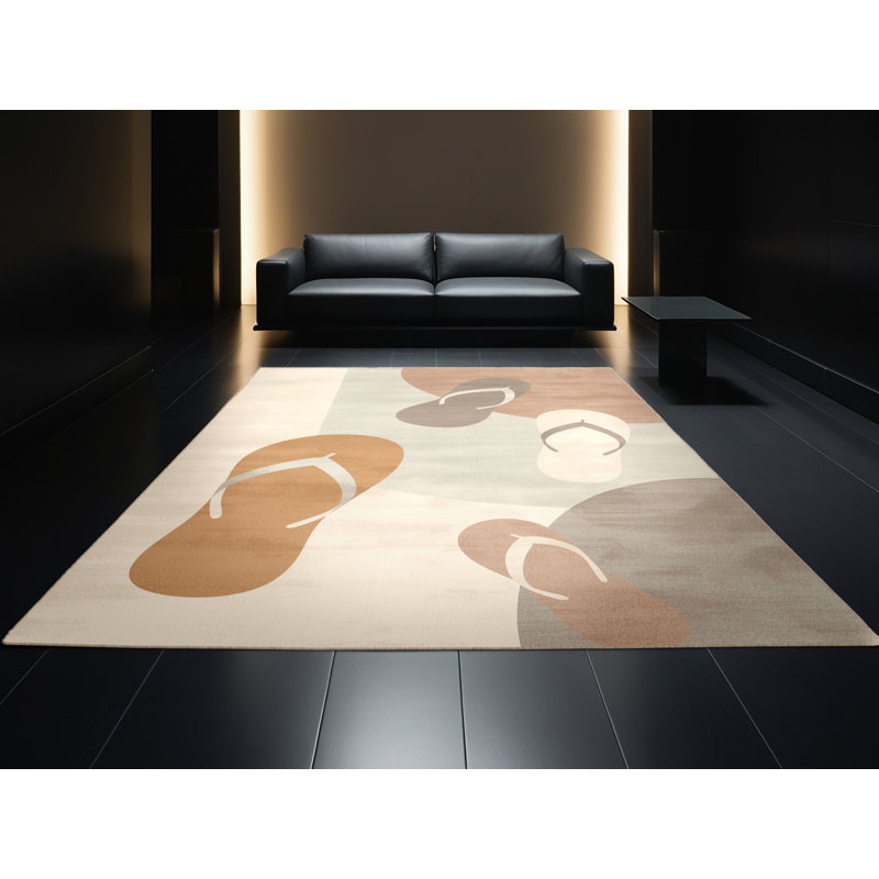 Tapis de couleur unie douce et moelleuse de couleur unie Morton - beige, 4 x 2