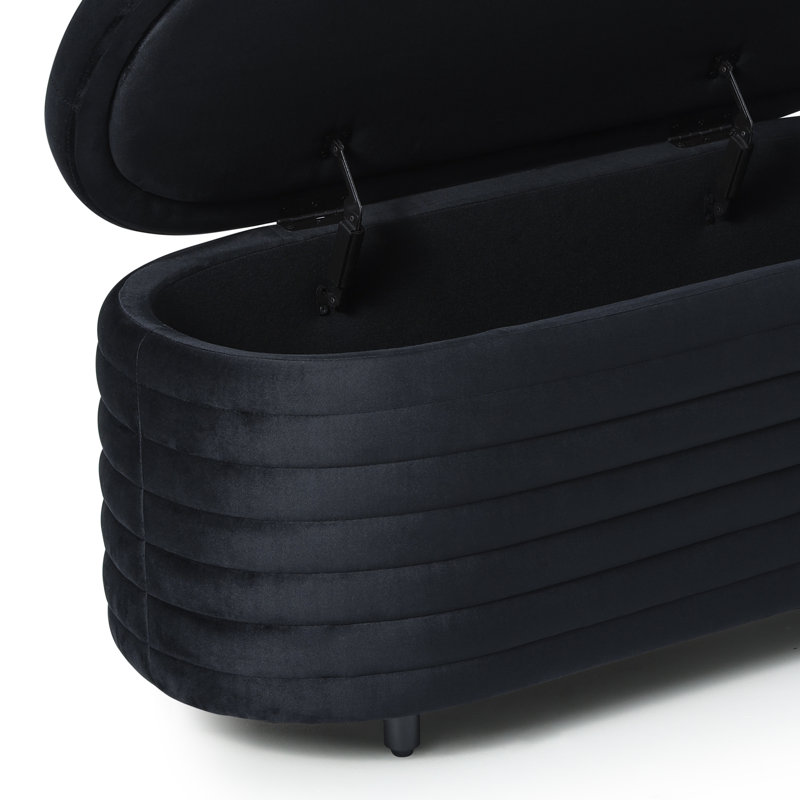 Farrah Upholstered Storage Bench, 18.1" H x 42.5" W x 17" D, Black