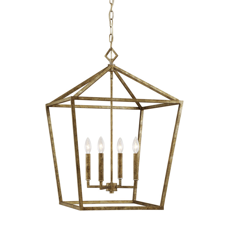 Lustre géométrique à 4 lumières Poisson, Doré, H 28,5 po x l 20 po x P 20 po