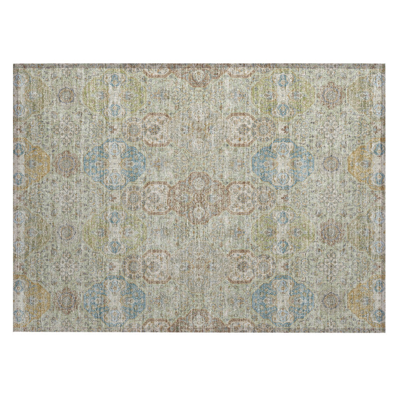 Machine Washable Indoor/Outdoor Chantille ACN2484 Global Rug, 1'8" x 2'6", Sage