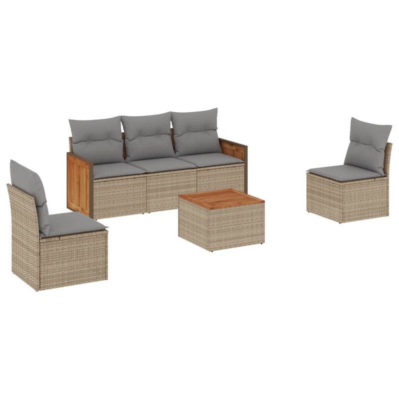  Ensemble de canapé de jardin modulaire en PE rotin beige
