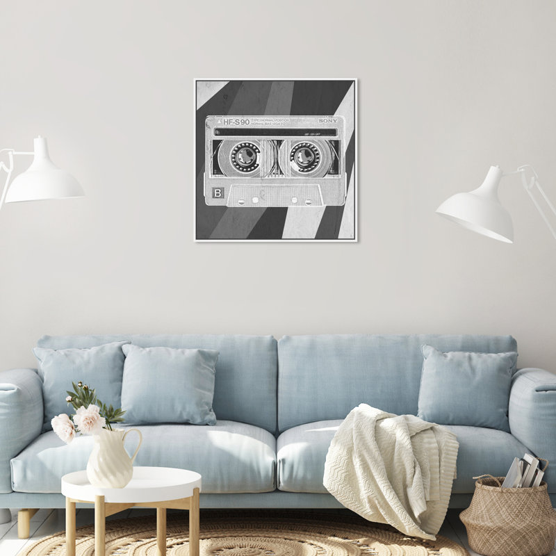 My Mixtape Music Notes - Print, H 24 po x l 24 po, Toile blanche encadrée