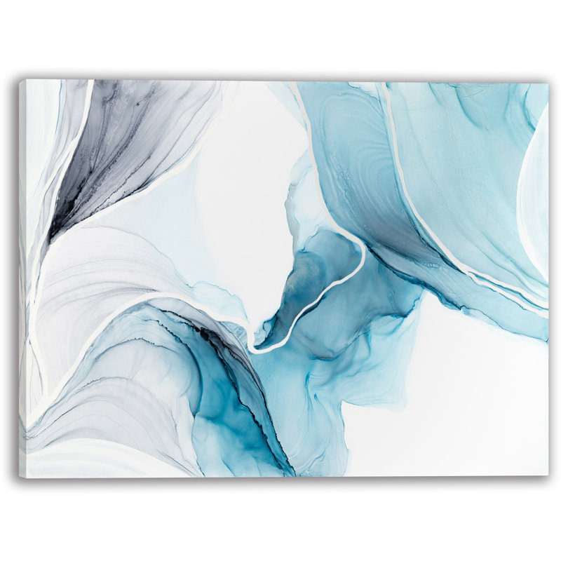 «Flowing Blue Ink», art mural sur toile abstraite, H 36 po x l 48 po x P 1,5 po