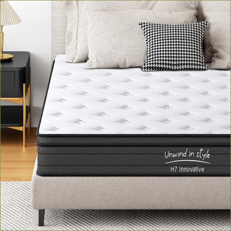 Mattresses: 12 Inch Queen Hybrid Mattress with Individually Pocketed Innerspring, Medium Firm | Ivory | Foam+Spring, 12"