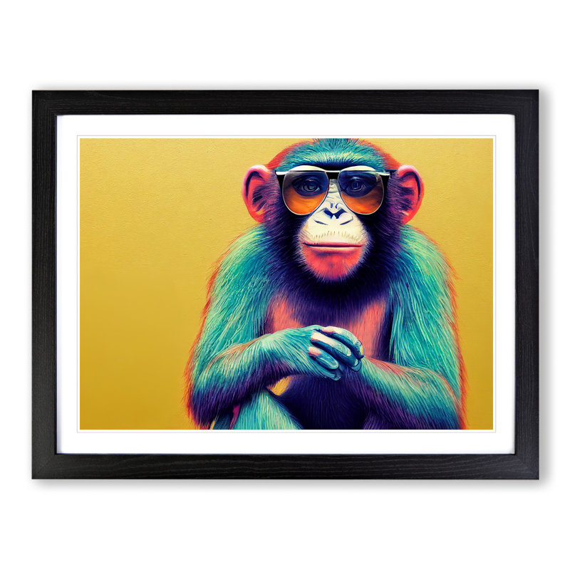 Cool Monkey - Framed Print, Black, 25cm H x 34cm W x 2cm D