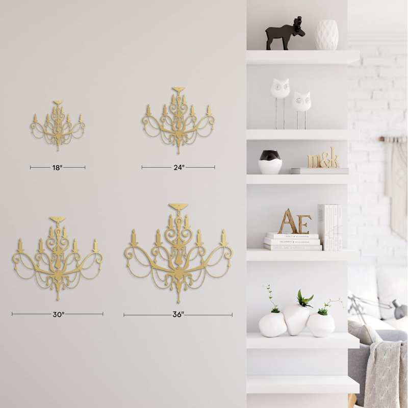 Décoration murale en métal, H 36 po x l 36 po x P 0,05 po, Or