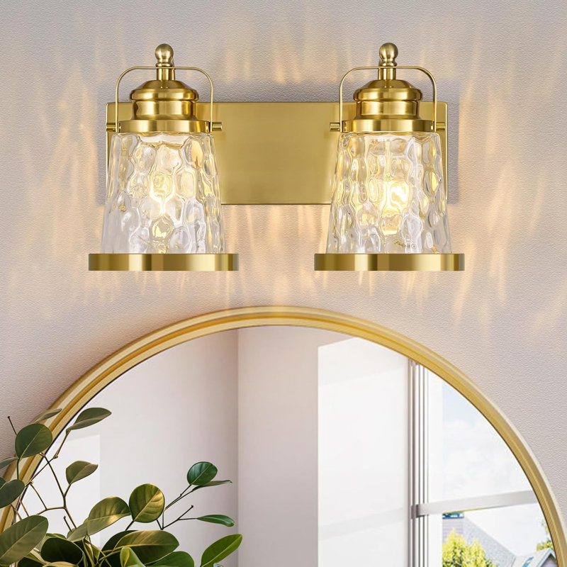 Luminaire de meuble-lavabo industriel moderne avec abat-jour en verre, finition élégante, éclairage ambiant doux, installation câblée, compatible avec les ampoules E26
