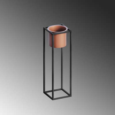 Becontree Elegant Decorative Metal Pot, Black & Copper, 5.9 x 19.7 inches | 100% Metal Construction, Pot Diameter: 4.7 inches, Height: 4.7 inches | Lightweight at 2.4 lbs, No Installation Required, Perfect for Home Décor