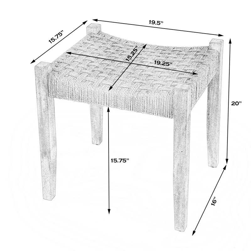 Garner Woven Jute Accent Stool, Medium Brown