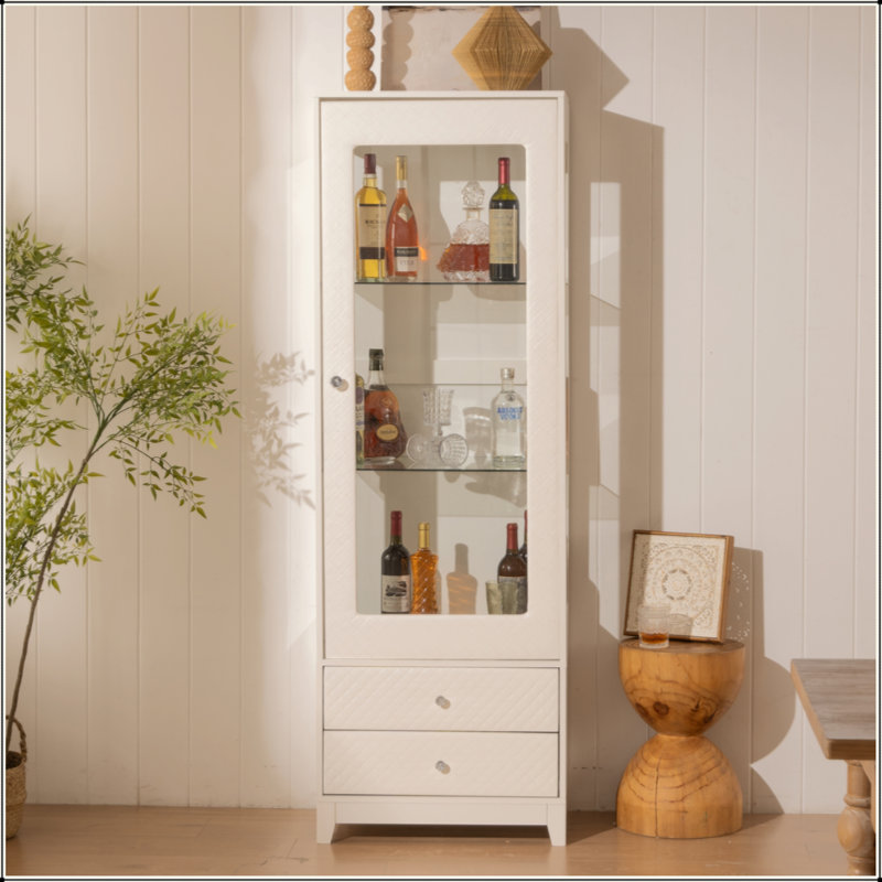 Vitrine de 71 po de hauteur avec porte en verre rembourrée simple, armoire à vin, armoire à vin avec plafonnier à DEL réglable de 5 couleurs pour le salon, la maison, le bar, le studio ou l'espace de travail