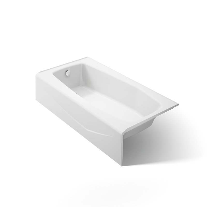 Villager 60" x 30" Alcove Soaking Cast Iron Bathtub, Left, White