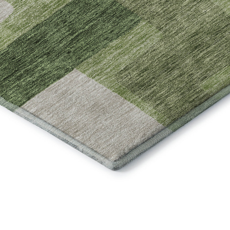 Premium Machine Washable Lisse Green Rug, Rectangle 10' x 14'