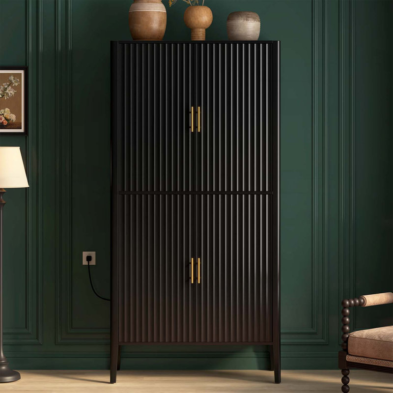Armoire cannelée moderne pour un rangement élégant, Noir