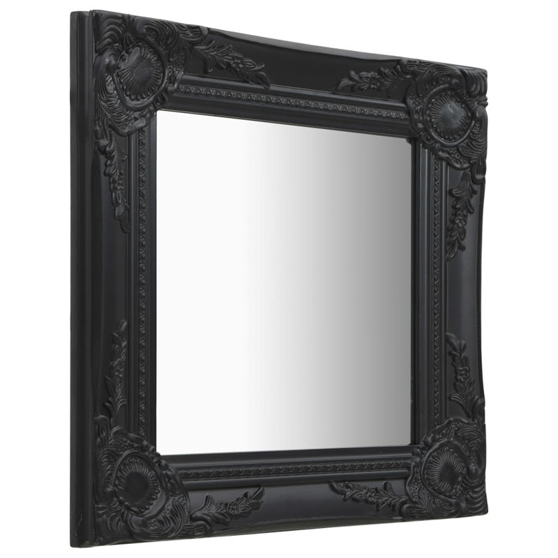 Ginsberg Wood Square Wall Mirror, Black, 40cm H x 40cm W
