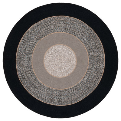 Tapis tressé noir / gris 756