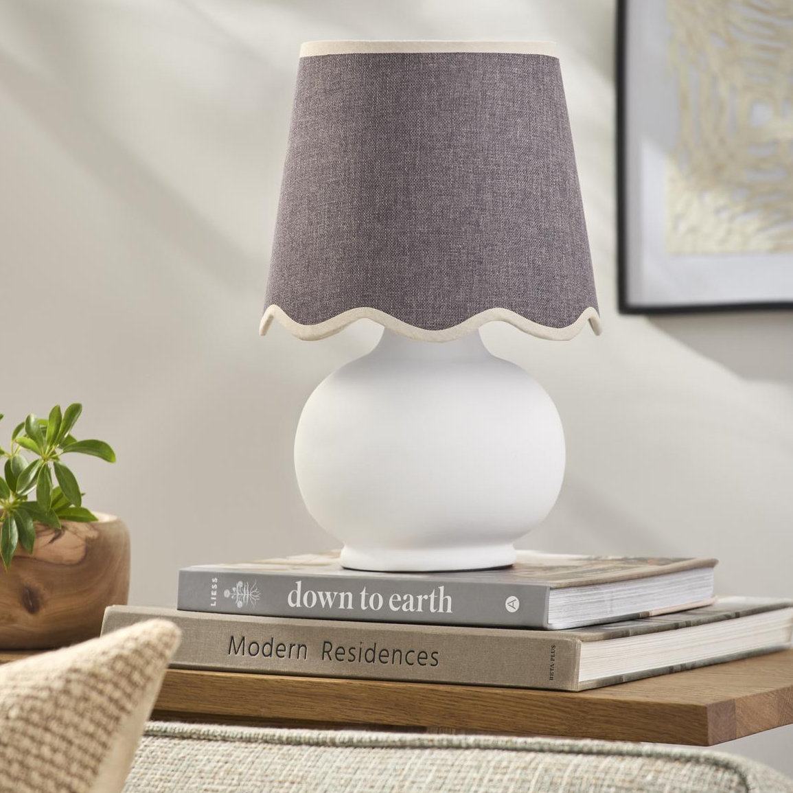Momsen Ceramic Bedside Lamp, Gray, White