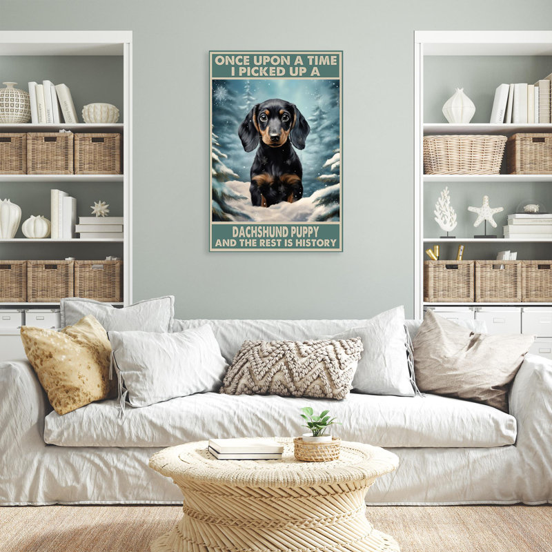 «I Picked Up A Dachshund», reproduction sur toile, H 14 po x l 11 po x P 1,25 po