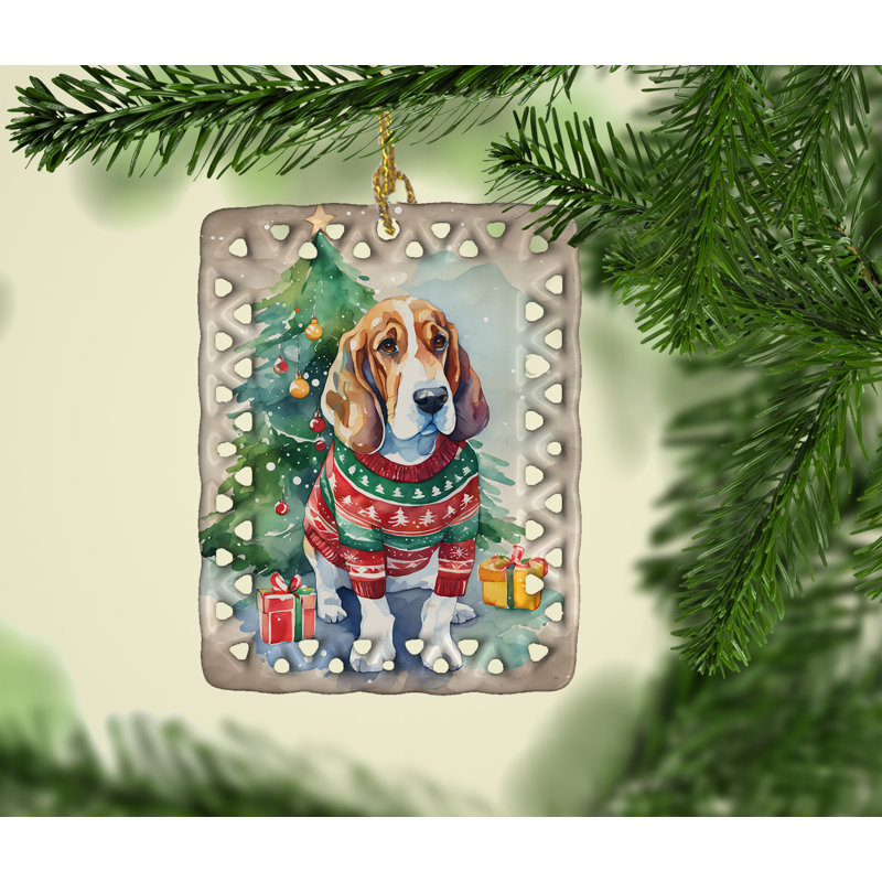 Ornement de Noël en porcelaine Basset Hound, Basset Hound 3344