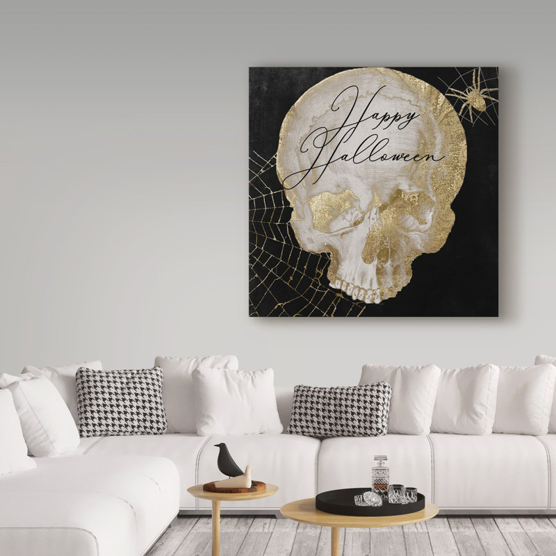 «Happy Halloween Skull», affiche rétro sur toile tendue Jadaya, H 35 po x l 35 po