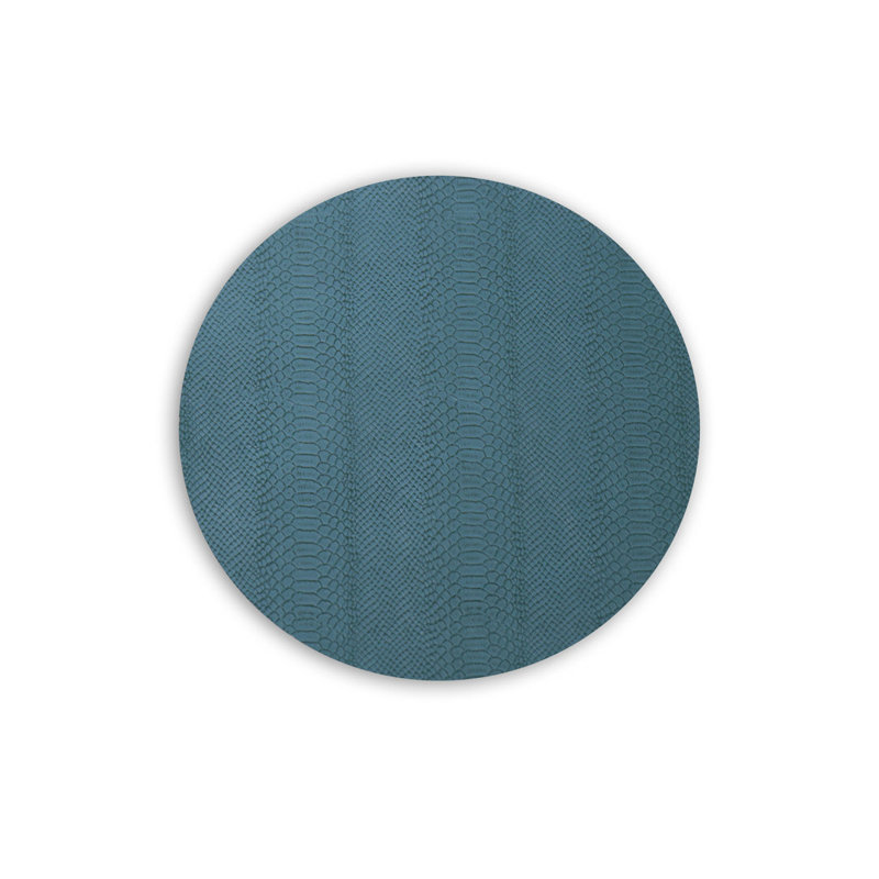 Blue and Gray Vinyl Animal Print Round Placemats, Set of 4