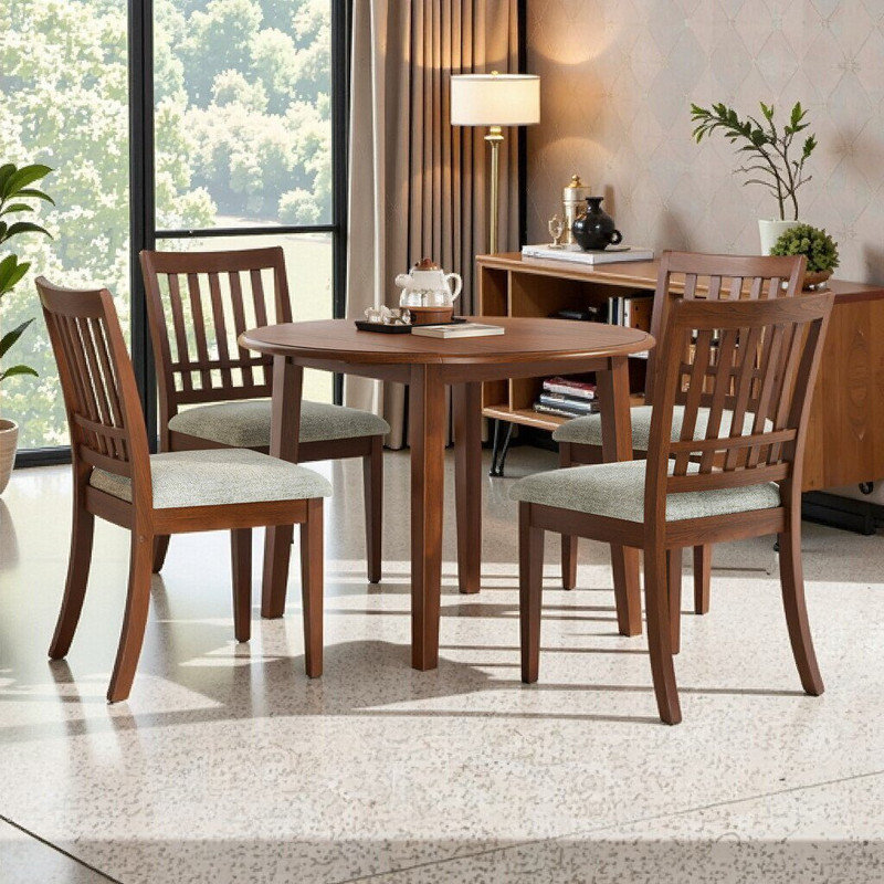 Ensemble de table de salle à manger 5 pièces avec 4 chaises rembourrées, conception peu encombrante pour les petits espaces