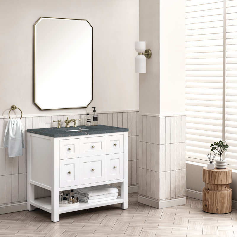 Breckenridge 36'' W Single Vanity, Bright White, 8" Widespread, Parisien Bleu