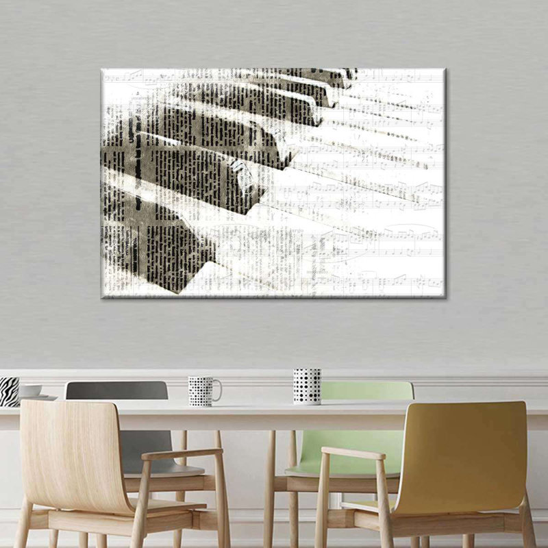 Notes de piano, H 24 po x l 36 po x P 1,25 po