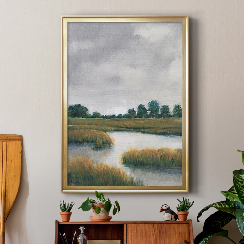 Salt Marshes II, reproduction encadrée de qualité supérieure - prête à être accrochée, Encadrement doré