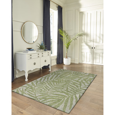 Tapis en laine touffeté à la main à motif floral vert / gris Karlovy