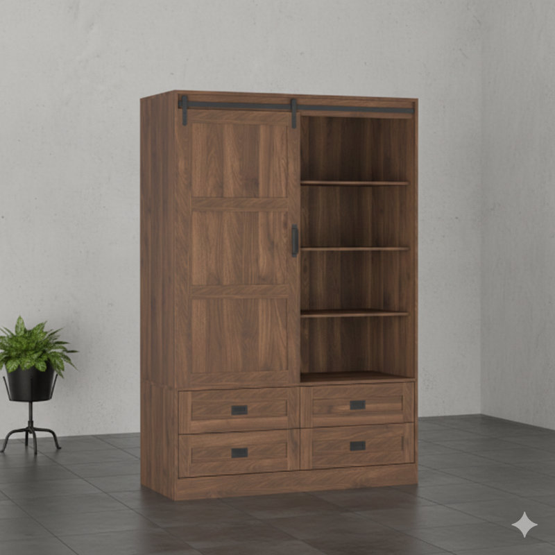 Armoire de rangement pour vêtements avec armoire à vêtements haute, Bois