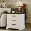  Table blanche de 24 po de largeur avec station de charge - 3 tiroirs et rangement ouvert - Table de ferme moderne avec ports USB - Idéal pour les petits espaces - Blanc-326025388