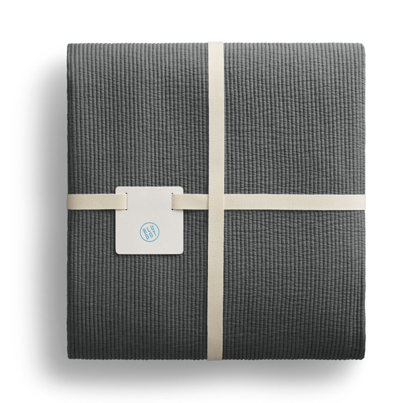 Ripple Coverlet Set, Charcoal, King Bedspread + 2 King Shams