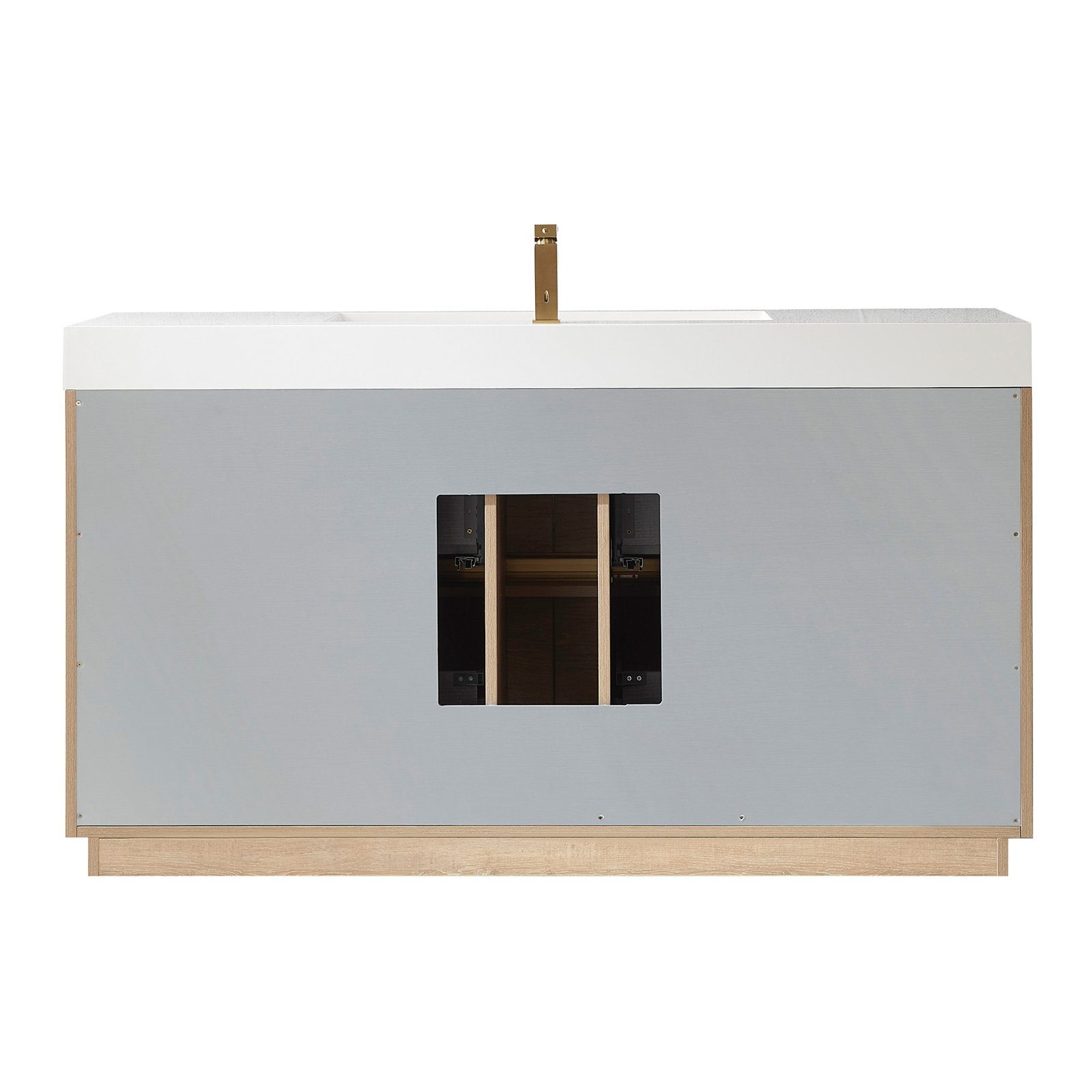 Beira 59.8'' Single Bathroom Vanity, White, North American Oak