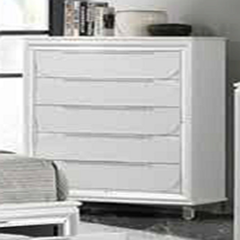 Commode finition perle blanche