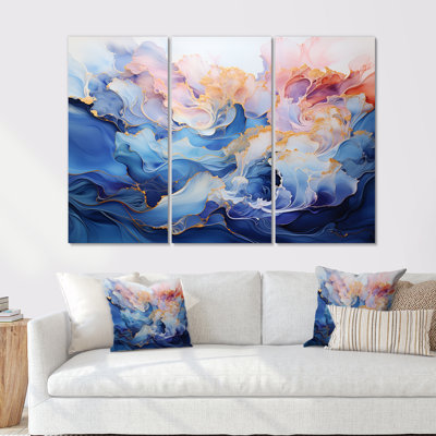 «Pink and Blue Alco», ensemble d'art sur toile à formes abstraites