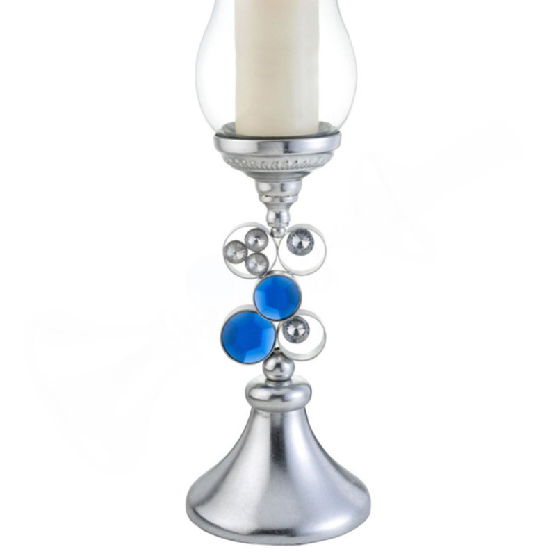 20.5" Tall Polyresin" Dazzle" Candleholder, Silver Finish