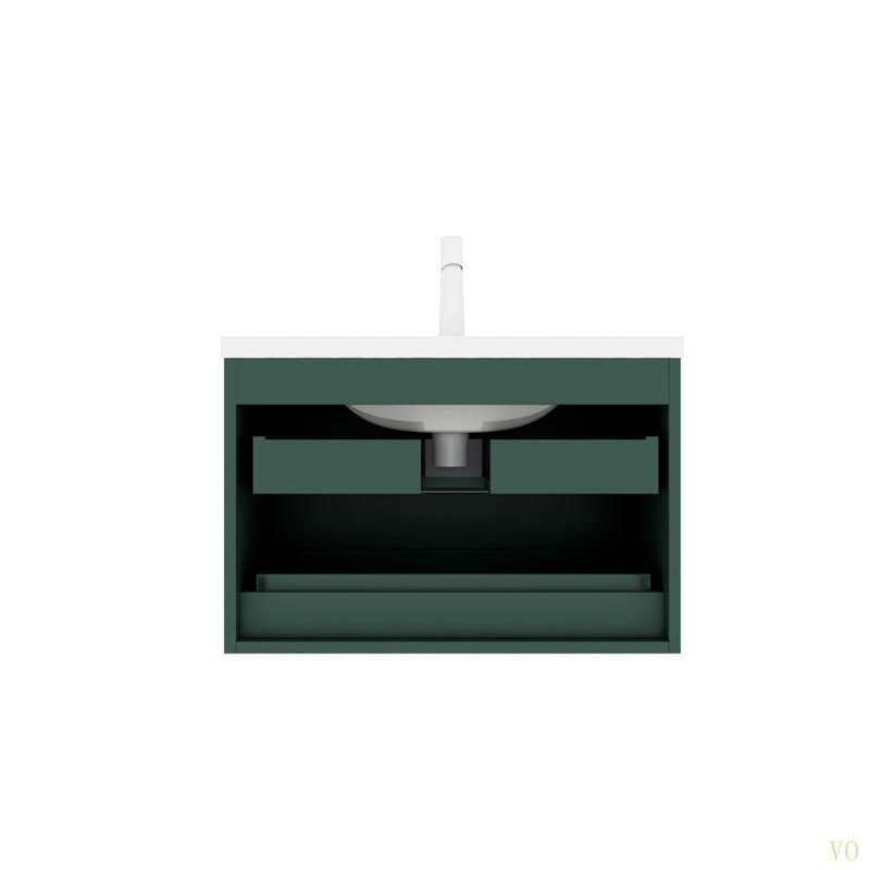 Meuble-lavabo 30 po avec lavabo, meuble-lavabo mural moderne avec 2 tiroirs, lavabo en céramique sans robinet