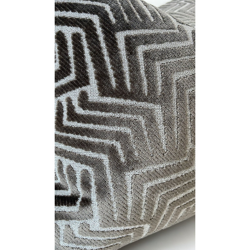 Calypso Velvet Cut Pillow Cover, 24" x 24", Black/Walnut