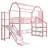 Twin Loft Bed with Slide, Stairs & House-Shaped Roof, Metal Kids Playhouse Bed with Storage Shelves, Noise-Free Pink-771936374-771936381