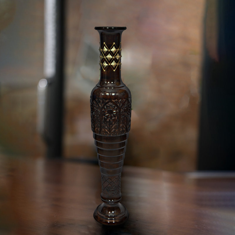 Vase de plancher en bois brun 37 po